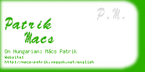 patrik macs business card